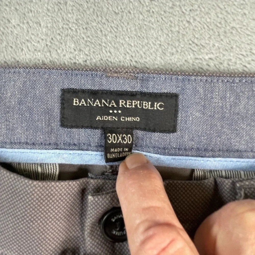 Banana Republic Aiden Chino Pant 31x29 Light Gray MicroPrint Cotton Stretch-READ